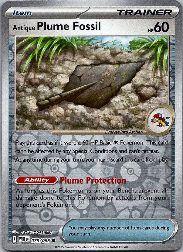 Antique Plume Fossil - White Flare (NM) Reverse Holo 79/86 Item