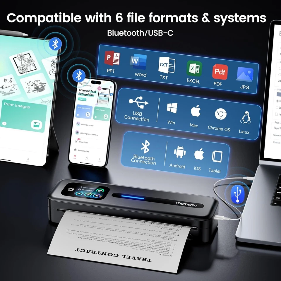 Phomemo M832D Thermal Printer Wireless Touchscreen Printer Inkless A4 Printer - Image 4 of 4