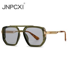 JNPCXI Fashion Double Bridges Square Sunglasses Women Retro Ins Popular Rivets G