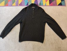 Jos. A Bank Reserve Sweater Men's XXL Charcoal Merino Wool Blend Quarter Button
