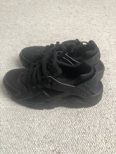 Nike Air Huarache Run Triple Black Running Shoes 654275-016 Kids Size 5.5