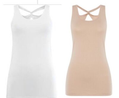 Brandneu mit Etikett Label Lab Rhea Twist Back Weste/2er Pack weiß+rouge/UK 6/UVP je 20 £