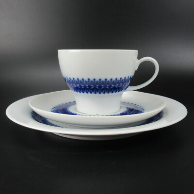 Thomas Porzellan Kaffeegedeck Serie Rotunda Kobaltbordüre Tapio Wirkkala Design