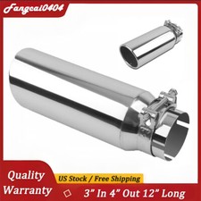 Polished Exhaust Tip For 3 Inlet 4 Outlet 12 Long Clamp-on Rolled-edge Pipe Polished Exhaust Tip For 3 Inlet 4 Outlet 12 Long Clamp-on Rolled-edge Pipe