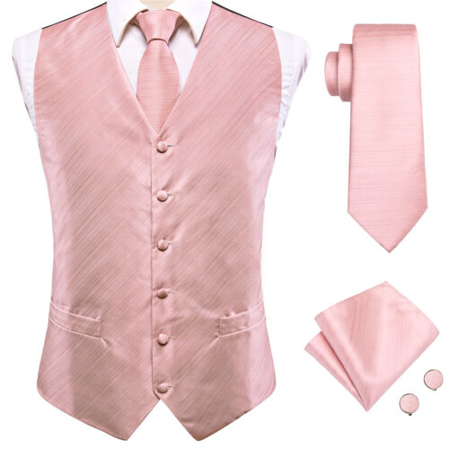 50 Colors Mens Vest Sleeveless V-Neck Pockets Waistcoat Without Tie Set Wedding - Picture 110 of 209