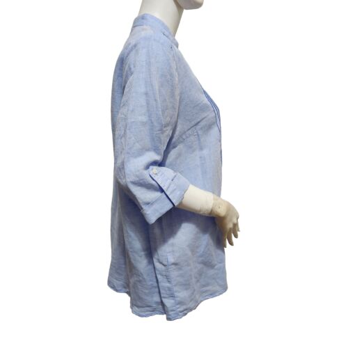 J McLaughlin Women's Riviera Linen Cotton Blend Blue Blouse Top size L NWT 6 - Picture 2 of 9