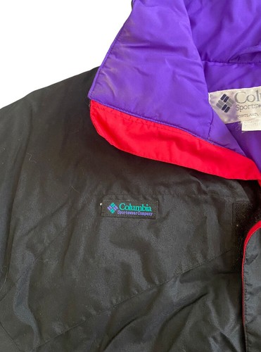 Columbia | Youth Black Red and Purple Vintage looking  Puffer Jacket Size 12/14 - Picture 3 of 7