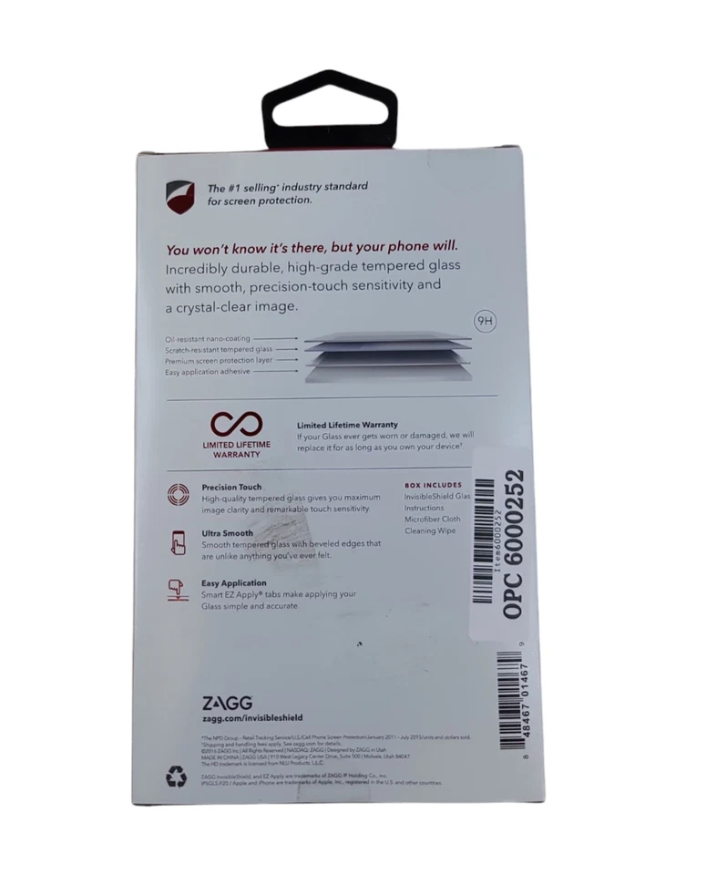 Protector de pantalla transparente de vidrio templado ZAGG iPhone SE 5 5s 5c Foto 2 de 2