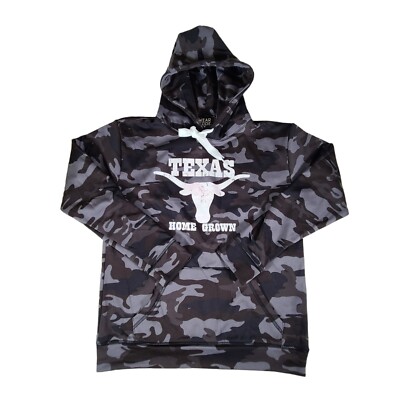 Texas Graphic Pullover Womens Medium Black Camo Hooded Sweatshirt Hoodie 