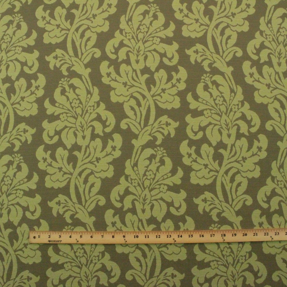 TELA JACQUARD EXTERIOR INTERIOR VID FLORAL VERDE SALVIA TOSCANA POR 55"W Foto 2 de 4