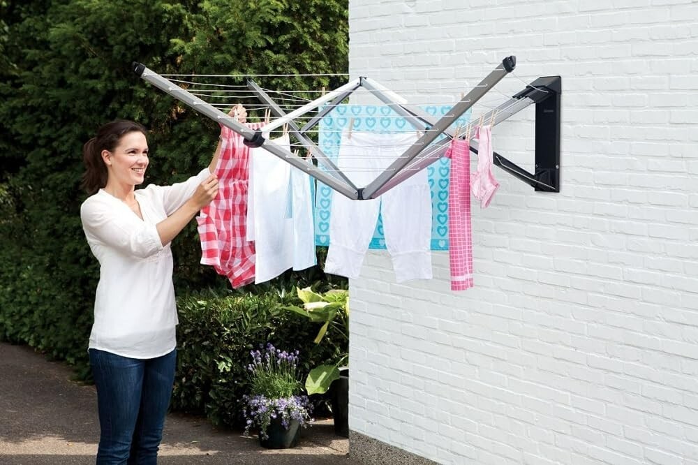 Brabantia WallFix Retractable Washing Line with Protective Fabric