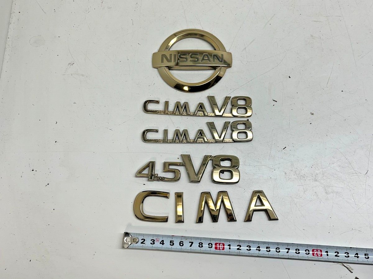 Nissan Cima V8 エンブレム 中古品 JDM NISSAN CIMA Q45 F50 V8 4.5 TRUNK AND PILLAR EMBLEMS OEM | eBay
