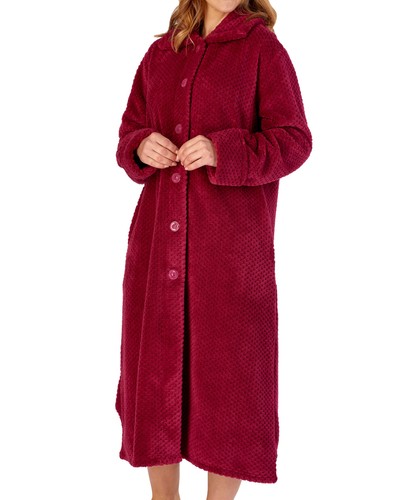 Slenderella Womens Bathrobe Button Up Soft Waffle Fleece Dressing Gown Housecoat - Picture 103 of 105