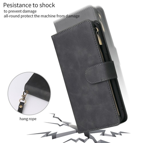 Zipper Flip Wallet Leather Card Case Cover For iPhone 14 13 12Pro 11 XR 7 8 Plus - Picture 20 of 36