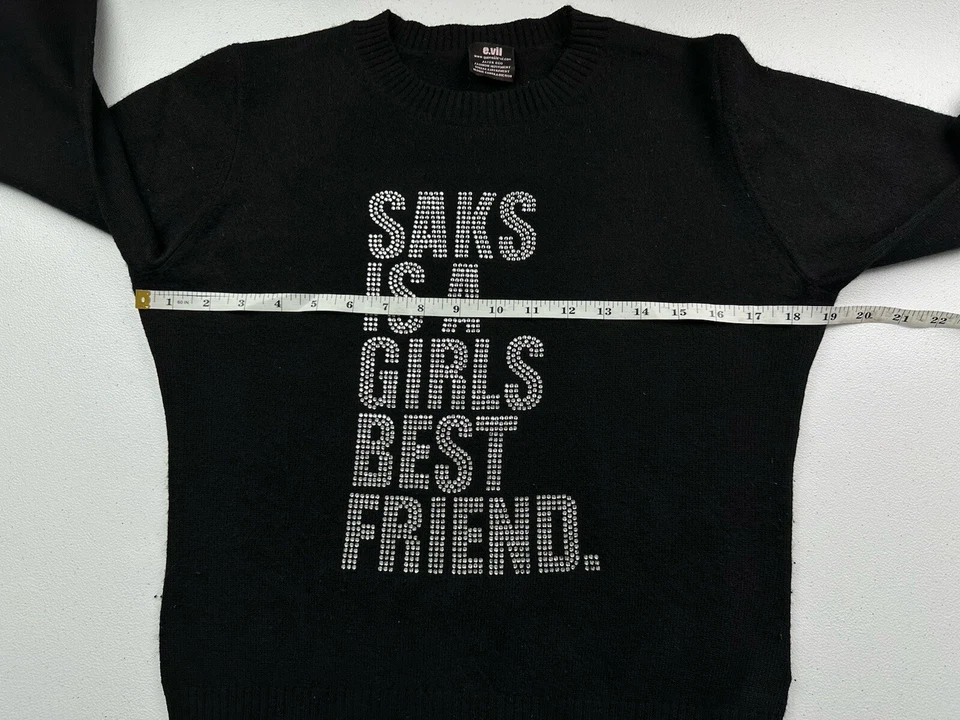 Свитер кашемировый Queen Of Evil L черный со стразами Saks Is A Girls лучший друг - Изображение 4 из 4