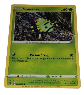Spinarak 006/078 Pokémon GO Common Pokemon Trading Card Game TCG
