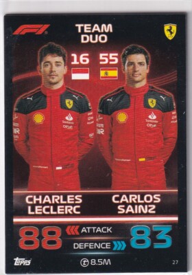 Topps F1 Turbo Attax 2023 Formel 1 Karte Nr. 27 Team Duo Leclerc Sainz