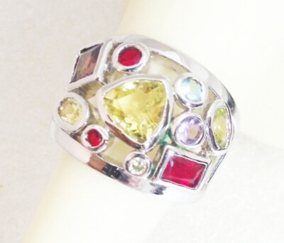 Lia Sophia PANORAMA  Colorful Crystals Ring sz-6