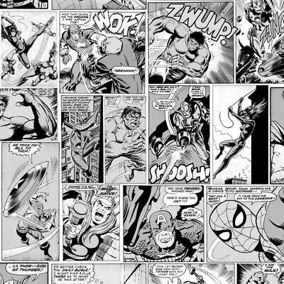 Muriva Marvel Comic Strip Wallpaper Black White Hulk Captain America Spiderman Ebay