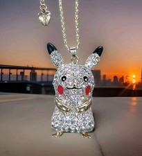 Eclectic Whimsical Anime POKEMON PIKACHU Rhinestone Pendant Necklace