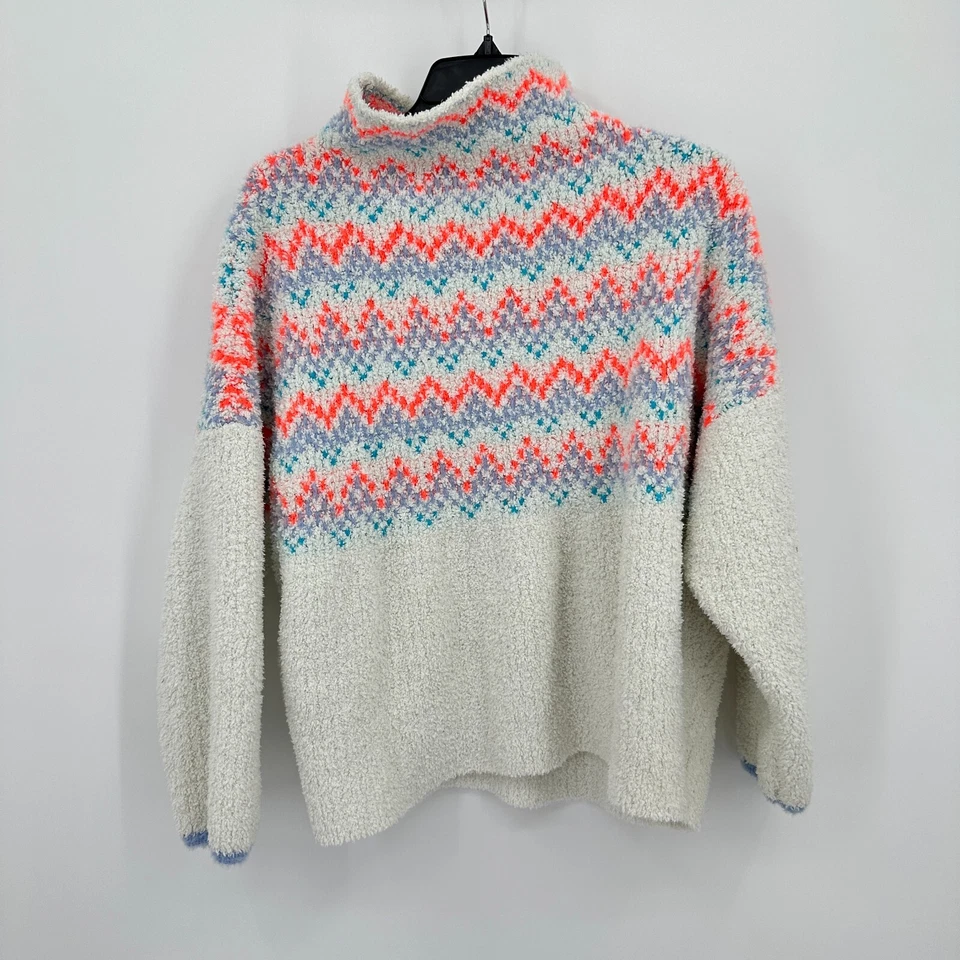 Pilcro Anthropologie Sweater Womens 1x White Purple Winter Fair Isle Icelandic - Image 2 of 4