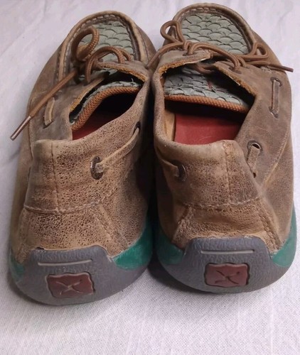 Twisted X Brown/Turquoise Leather Fish Driving Moc Shoes WDM0067 Women's Sz 9.5M - Picture 5 of 9