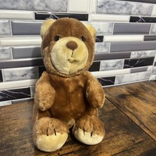Vintage Dakin 1984 Plush Baby Teddy Bear 9" Stuffed Animal Toy Brown Mouth Tan