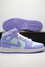 Nike Air Jordan 1 Mid Grey Aqua 063 Grade School Gs Sz 6y For Sale Online Ebay