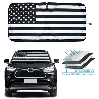 For Toyota Highlander Car Windshield Sun Shade US Flag UV Block Shield Cover