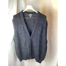 Salmon River Button Down Sweater Vest Wool Blend Sleeveless Gray XL