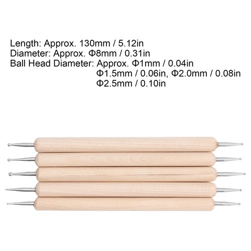 5Pcs Double End Embossing Stylus Set Stainless Steel Ball Tip Tracing Dots Stylus for DIY Painting Engraving Shaping