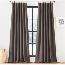 50 x 108" Room Darkening Linen Curtains for Living Room Pinch Pleated Faux Linen