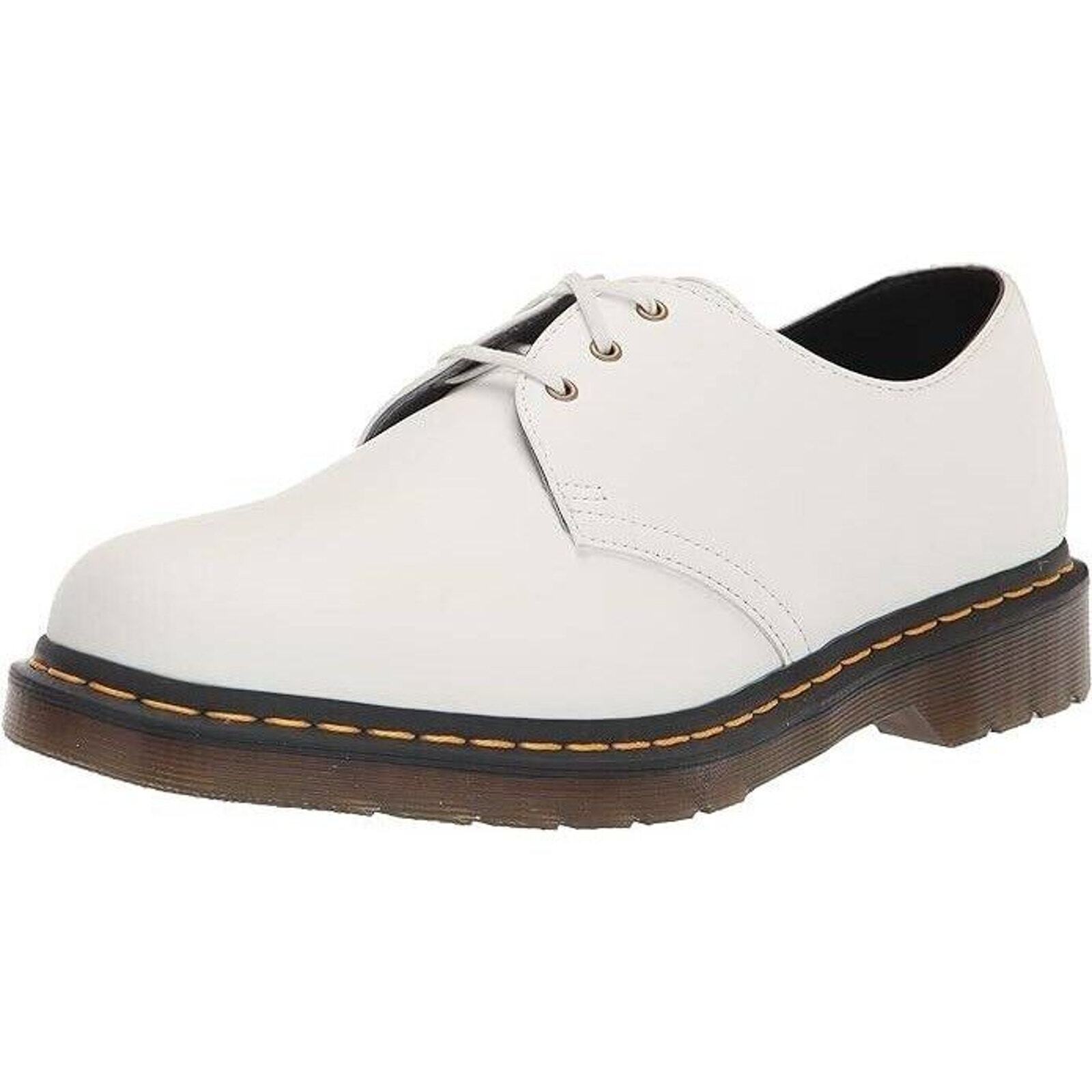 SAOLA Scarpe stivali Dr. Martens 27214 bianco nero vegan cuscino basso 3 occhielli pizzo M9 W10 nuove