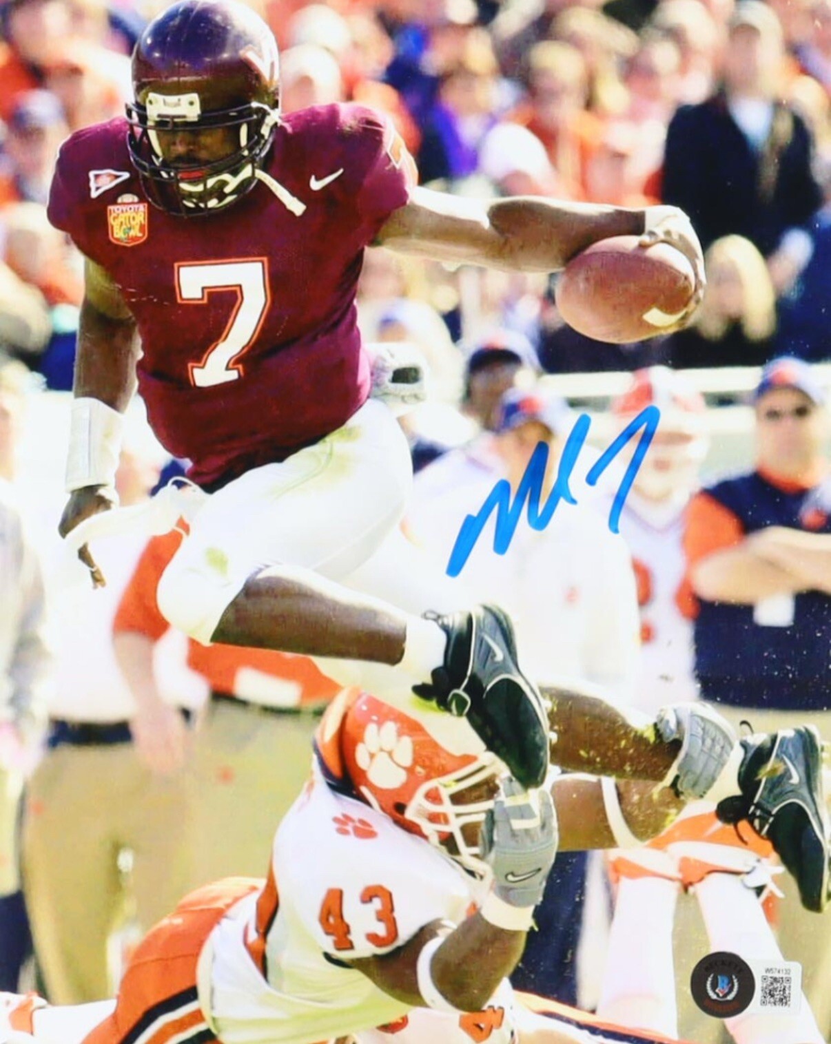 Michael Vick Autographed Signed Virginia Tech Hokies Michael Mike Vick 8x10 Photo Beckett 