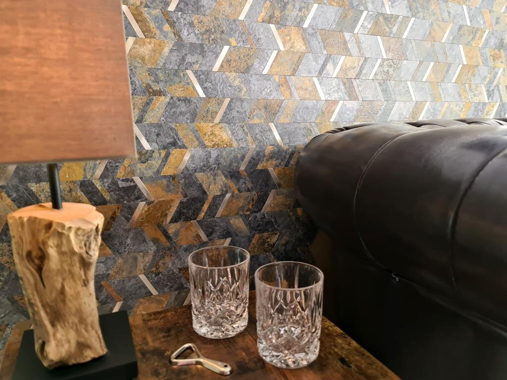 10 Feuilles De Mosaïque Vinyle Anthracite Cuivre Bronze - Mosaic Network - Autoadhésif, Effet Pierre, Pour Cuisine Et Salle De Bain