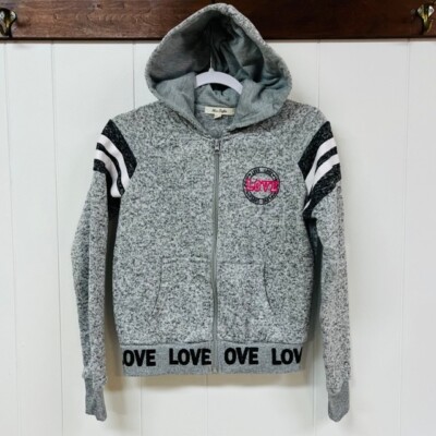 Hoodie Girls Size Medium Gray Full Zip Miss Selfie See Pics For Measurements