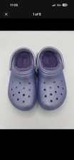 New Kids Crocs classic glitter lined clog - Size C6 - Color: Frosted Glitter