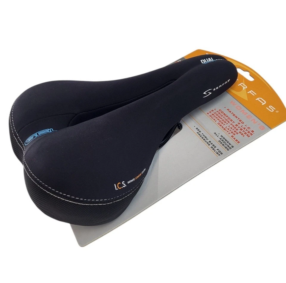 Sillín de bicicleta para mujer Serfas gel de doble densidad 180 mm de ancho recorte cómodo  Foto 3 de 4