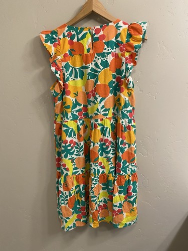 J. Crew Women’s Size 6 Floral Fruit Print Linen Blend Tiered Dress w/Pockets - Picture 10 of 18