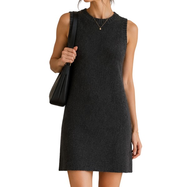 Country Road Knit Mini Dress XXS Black Wool Alpaca Sleeveless Winter Shift