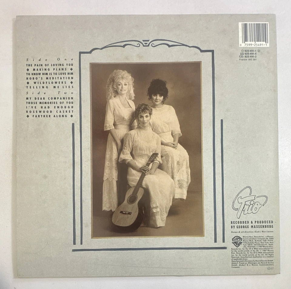 DOLLY PARTON LINDA RONSTADT & EMMYLOU HARRIS TRIO LP VINYL RECORD EX/EX - Image 3 of 4