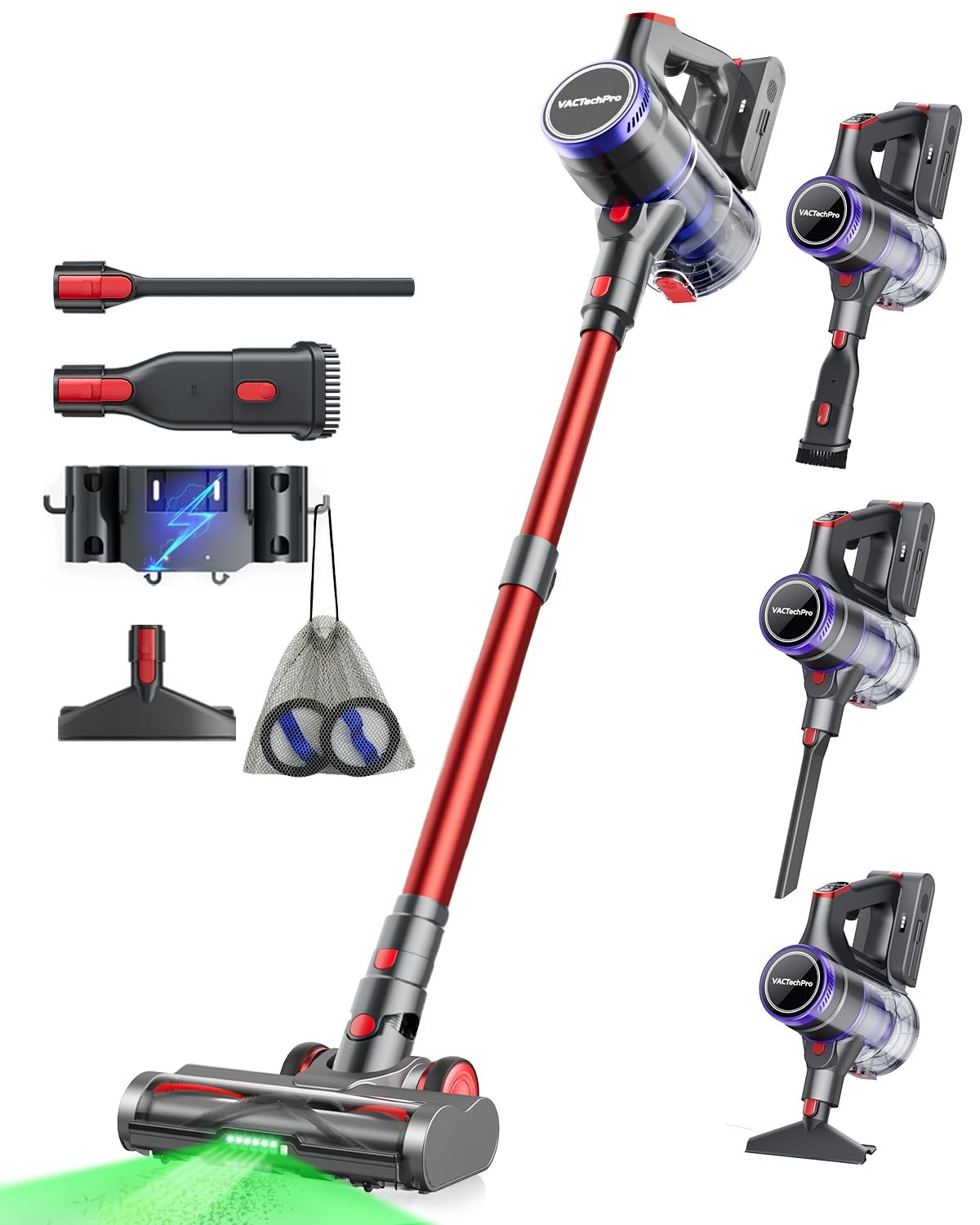 Scopa Elettrica 48000Pa 550W Senza Fili | Aspirapolvere 1.6L Pro