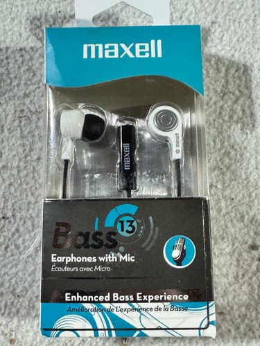 Maxell B-13 Bass Earbuds with Microphone White 52" Cord 199725 - Picture 4 of 6