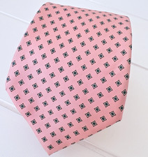 VTG State Street Jordan Marsh Silk Tie Pink Teal Diamond Made in Italy 3" 57.5"