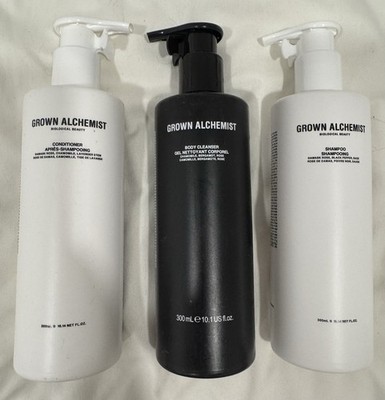 Grown Alchemist Shampoo Conditioner Body Cleanser Chamomile Bergamot Rose Combo