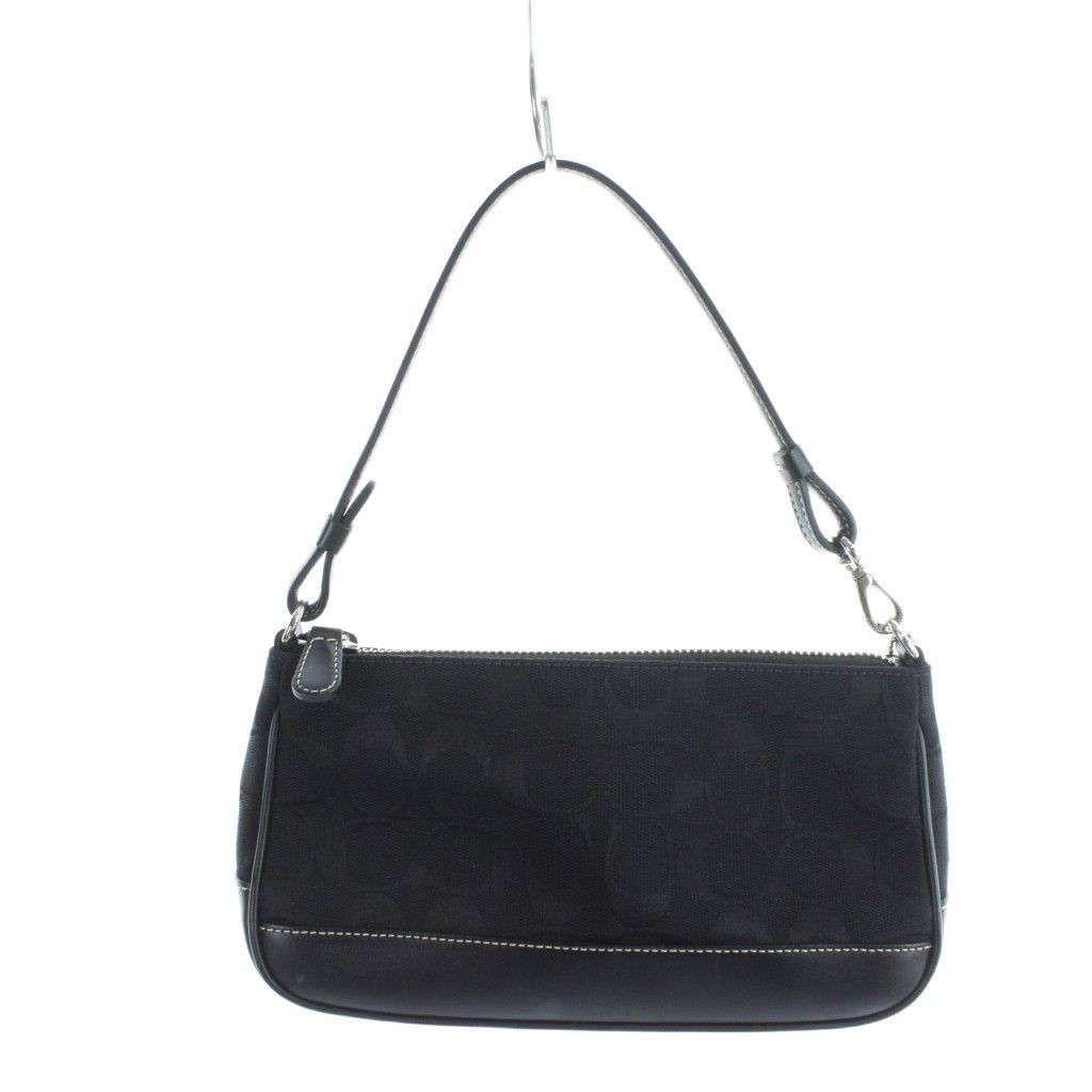 Coach Signature Demi mini Pouch Hand Bag Canvas Leather Black 6094