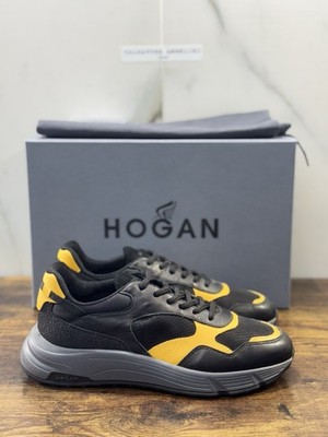 Hogan Neu Hyperlight Sportschuhe Leder Schwarz Memory Foam Luxury Herren 40.5