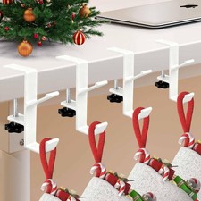 Garland and Stocking Mantel Holders with 2 Hooks, Hanger for White