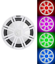 KICKER 45KM102 10" 350w Marine Boat Subwoofer SVC Sub KM10+White Grille w/LED's