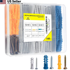 140pcs Drywall Anchors and Screws 5 1 , 6 1-1/5 , 7 1-1/4 , ferrous